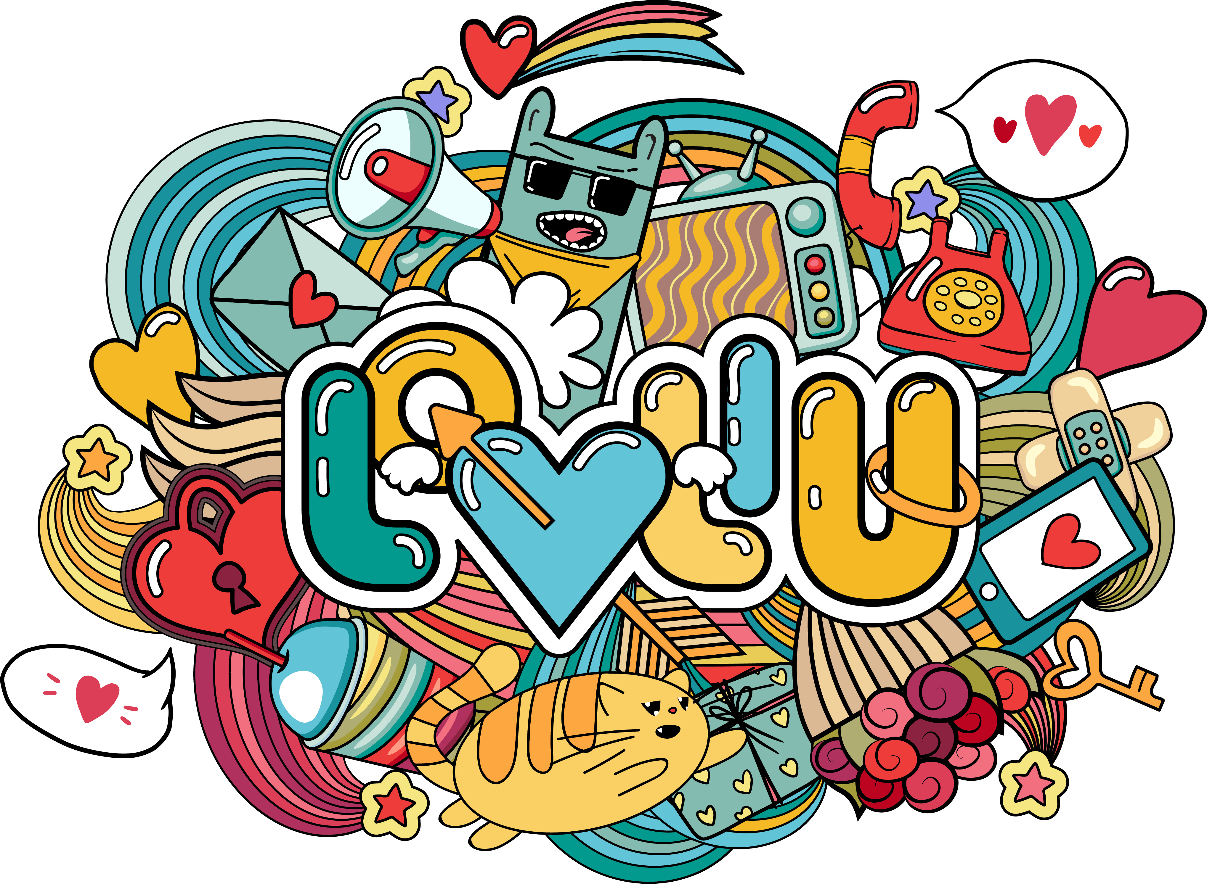 A bright cover for an audio album branding cartoon cover graphic design logo stickers