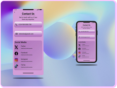 A screen with social media contact options app design branding color contact screen dailyui dailyuichallnege design mobile app typography