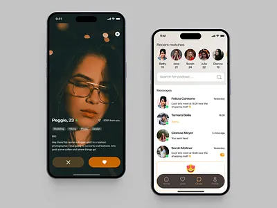Dating app app design bumbble chat dating app layout match messages mobile mobile app design mobile ui relationship s socialmedia app swipe tinder ui uiux user friendly user interface
