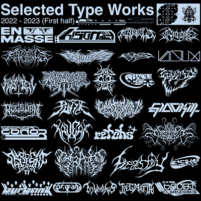 Selected Type Works 2022 - 2023/1 album cover artwork branding design graphic design illustration logo mecha metal music type typography ui