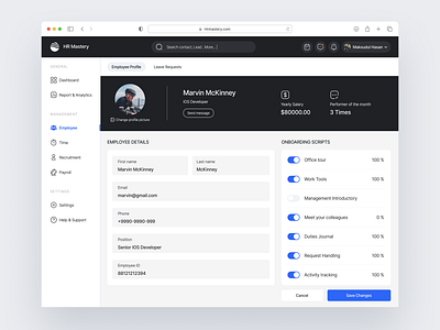 HR Mastery | HR management SaaS | User Profile app design mobile app ui ui design ui ux uiux user interface design