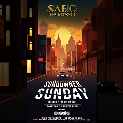 Sundowner Sunday a creative design with creative text effect branding club night designing dj graphic design logo motion graphics party poster sunday poster weekend