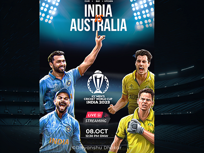 INDIA vs AUSTRALIA MATCH CREATIVE DESIGN creative cricket design designing graphic illustrator india match photoshop rohit sharma trending virat kholi world cup