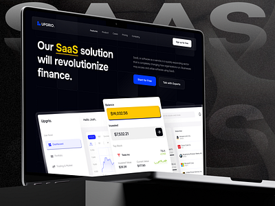 SaaS Finance Landing Page - UPGRIO. finance finance landing page finance management finance web finance website fintech fintech website landing page saas saas finance saas landing page saas website web web design website