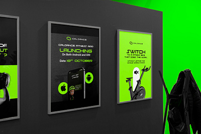 App launch poster design for web3 crypto fitness brand CalDance. app app launch black brand design branding crypto design fitness graphic design green post post design poster poster design social media spin bike tech ui vector web3