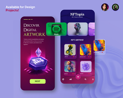 NFT selling app UI Design in Figma adobexd app darktheme design figma minimal moderndesign ui uiux webdesign