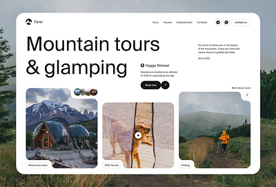 Travel website - Tours and glamping glamping tour tourism travel ui