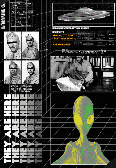 They Are Here acid acid graphics alien brutalism dark design flyer graphic design illustration poster ufo