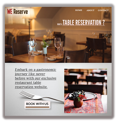 Restaurant Table Reservation Landing Page 3d ui ui design ux web design