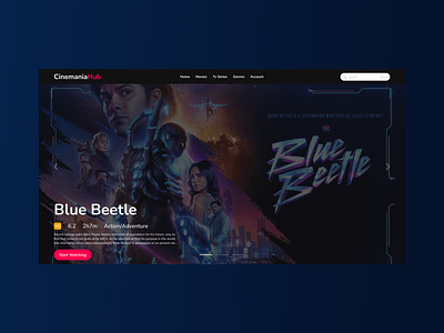 CinemaniaHub - Movies, Tv Series Landing Page Hero Section design hero section hero section design landing page landing page hero section landing page ui movies landing page movies tv series landing page product design tv series landing page ui uiux uiux design ux web design webpage website website hero section