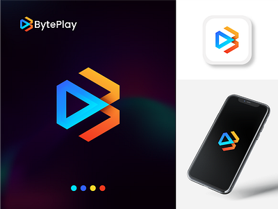Byte play Logo Design b letter logo creative logo entertainment media logo multimedia play play icon player