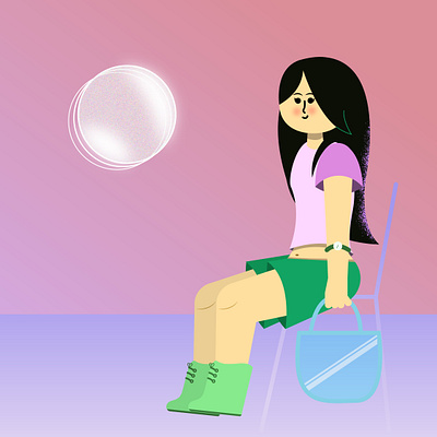 A girl among the stars aftereffect animation characterdesign girl limber motion graphics stars