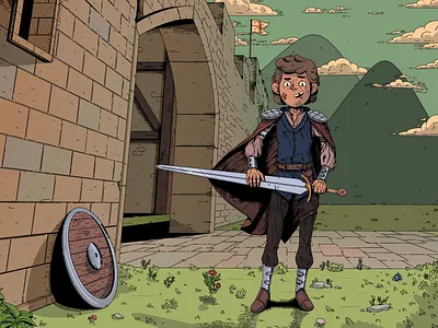 Knight and Castle book illustration comics digital art drawing fantasy graphic novel illustration procreate