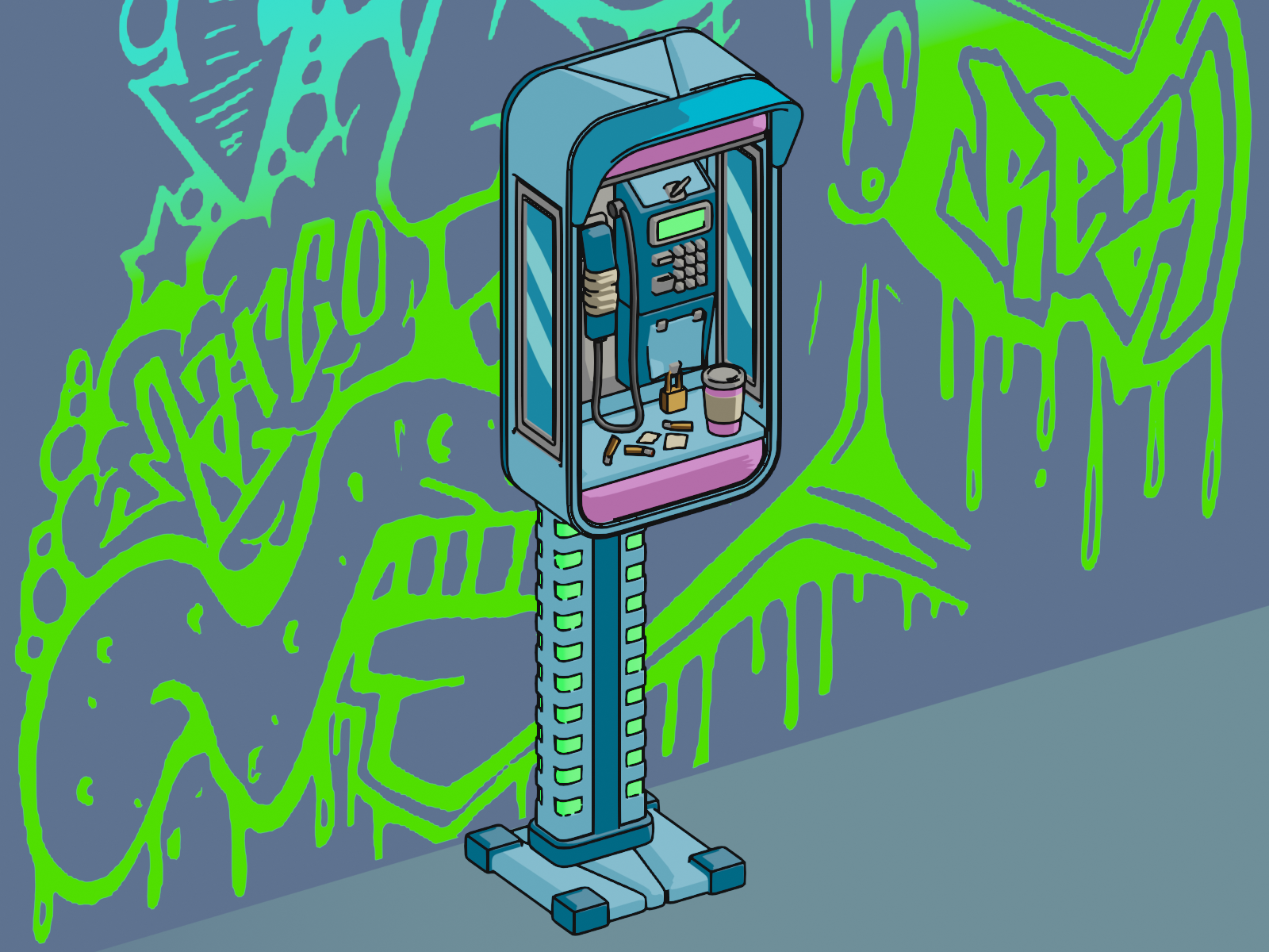 Phone Box 2d 3d blender blender3d futuristic graphic design ill illustration iso isometric props stylized