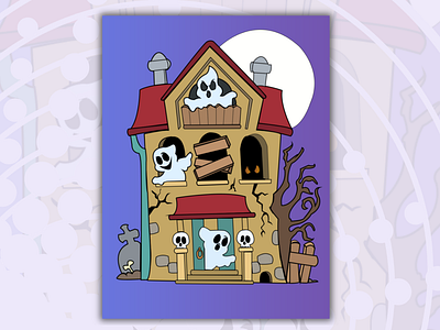 Haunted House 2d adobe art cartoon design ghost graphic design haunted house horror house illustration