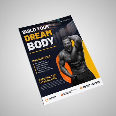 Gym or Fitness Flyer Template body fitness fitness center fitness club fitness flyer fitness poster fitness tracker fitness training gym gym brochure gym flyer gym poster gym workout health healthcare sports club training yoga