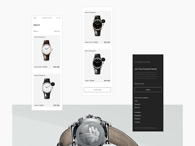 Catalog of the online store Corniche watches / mobile design design website e comm figma online store redesign ui дизайн интернет магазин редизайн