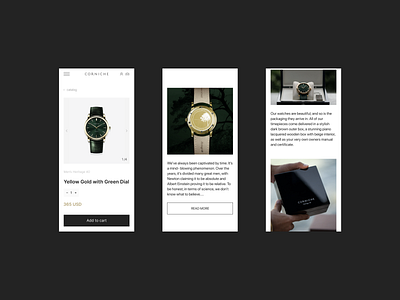 Card product - online store Corniche watches / mobile design design website e comm figma online store redesign ui дизайн интернет магазин редизайн