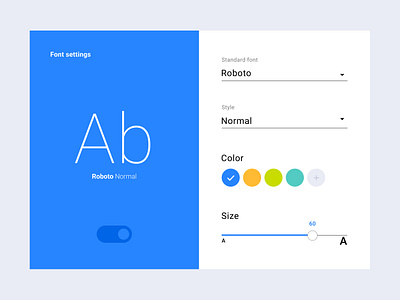 FONT SETTINGS UI SCREEN adobe checkout page daily ui challenge daily ui ux figma landing page mobile application ui ui daily ui screen ui ux projects uiux ux website screen