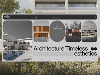 Architecture Studio ARCHA*. Portfolio. agency architecture branding design first screen gallery graphic design interface interior landing page minimalist modern porfolio product design shapes studio typography ui ux web design