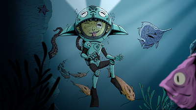 Goblin Diver comics digital art drawing fantasy graphic novel illustration procreate
