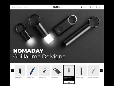 LEXON - PowerBank black branding cover header lexon marketplace minimal powerbank product page technology ui ux web design