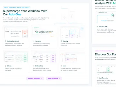 Feature sections for FormulaBot ✨ branding clean design illustration ui user center design user experience design