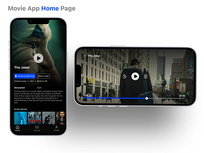 Movie App Home Page/ Video player Interface darkmode design netflix overlays typography ui ux video video player youtube youtube netflix