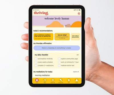 Thriving Mobile App app app design branding graphic design illustration interactive design logo mental health typography ui ux vector