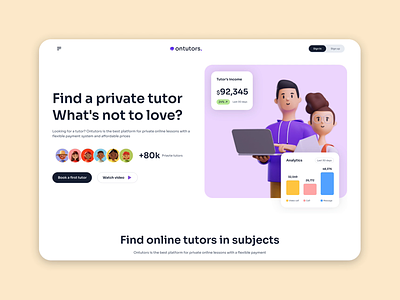 Online tutor landing page conferencemeeting landingpage onlinetutor responsive tutor tutorlandinpage uiuxdesign videoconference
