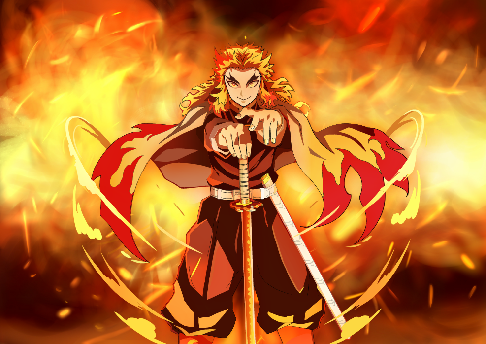 Flaming Artistry: Kyōjurō Rengoku Fan Designs by Pranjal Rawat on Dribbble