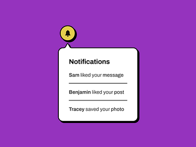 Daily UI #049 - Notifications 2d app bold branding brutalism comment daily ui design illustration like media neubrutalism notifications save social social media trend ui ux website