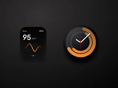 Smartwatch illustrations | Productivity App app black clock cute dark mode design doodle figma illustration interface minimal orange productivity smart watch software time time tracker ui website
