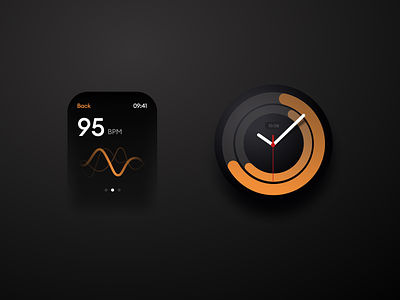 Smartwatch illustrations | Productivity App app black clock cute dark mode design doodle figma illustration interface minimal orange productivity smart watch software time time tracker ui website