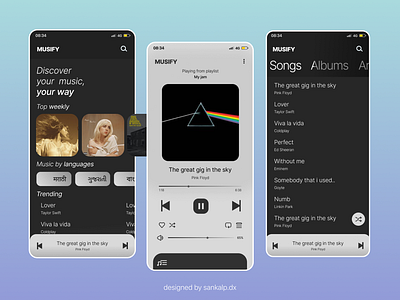 Day 9 - Music Player | DailyUI#009 app dailyui design mobile design music player simple songs ui uixu