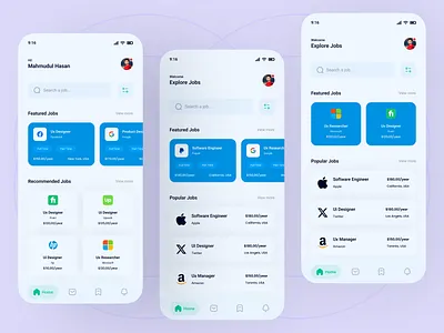 Job Finder App analytics career clean design employee hire job find job listing job platform job portal job search jobs app minimal mobile app recruitment ui ux vacancy visual identity work finder