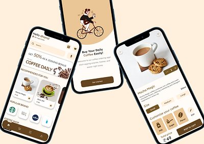 Coffee Ordering App UI design appdesign design figma illustration ui uidesign uiux