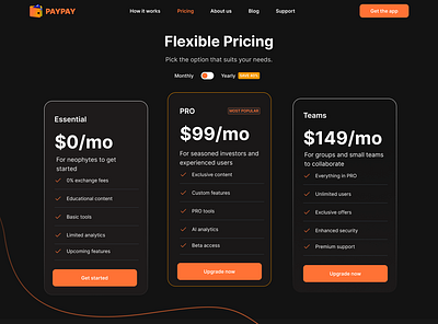 Pricing Page - PAYPAY SaaS branding design pricing page saas ui uiux user interface ux web web design webdesign