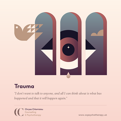 CC counselling & psychotherapy / Trauma branding character design chlomisiou design geometric gradient graphic design illustration illustrator poster psychology psychotherapy social media studio soleil trauma