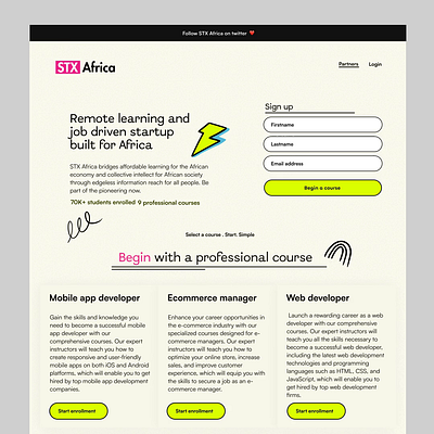 STX Africa - learning platform motion graphics ui web design