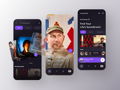 Soundvibe album app band cover dark design mininal mobile mobile app music musician player