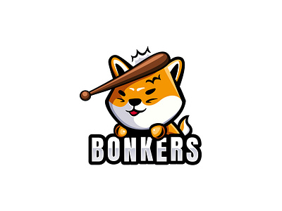 BONKERS Gaming baseball bonk dog dog logo esports gamer gaming illustration logo nft pet logo shiba inu shibainu vector