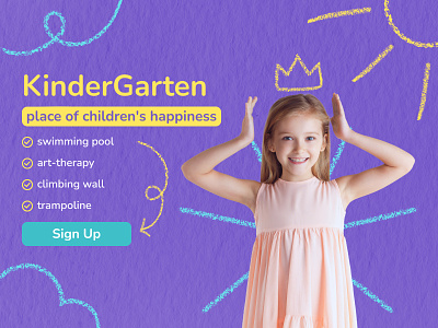 KinderGarten Banner banner branding bright child children design fun girl graphic design kinder kindergarten ui web web design