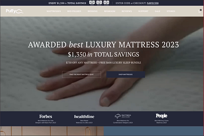 Puffy Redesign bedding bedroom furniture e commerce home furnishings mattress in a box mattresses memory foam online shopping product showcase responsive design sleep comfort sleep products user experience user interface website design