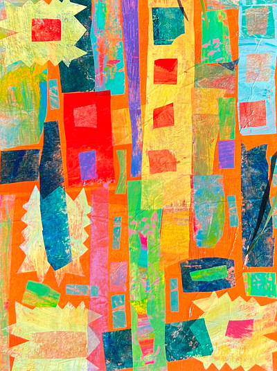 collage art abstract bright colors cat collage themes