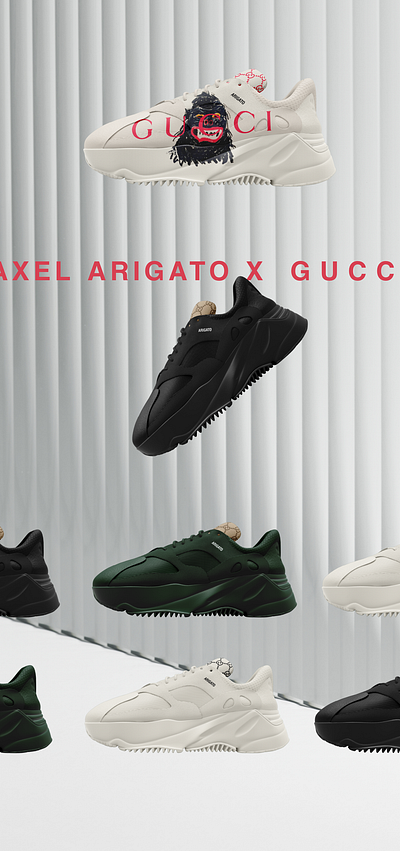Axel Arigato x Gucci axel arigato brand identity branding design fashion graphic design gucci logo product design shoes