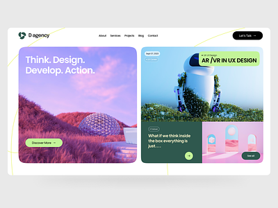 Agency landing page ar design designers dribbblers following landinpage new poppular search spacialdesign trending trendy uidesign uiux ux uxdesign vr