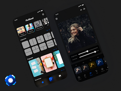 PicBlend, Photo collage app animation app branding collageapp design designui illustration kyrgyzstan logo mobileapp movile app photo ui uiux user uxui webdesign website