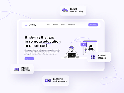 Elemsy (Finland): SaaS solution for educational platforms branding design education illustration landing page saas web