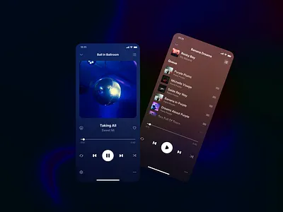 Music App Player after effects animation app ui cell commercial design floating ui microanimations motion graphics music music streaming player queue ui